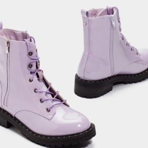 Purple chunky rocker boots